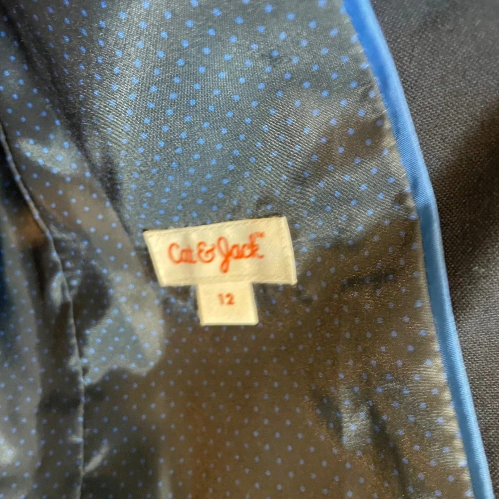 Cat & Jack Boys Navy Blue Formal Blazer Suit Jacket Size 12 Wedding Lined